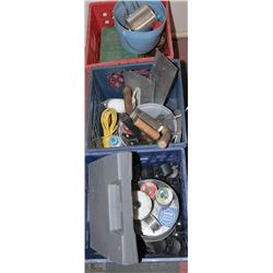 THREE CRATES WITH ASSORTED TOOLS INCLUDING