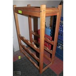 WOOD WINE RACK WITH TOP WINE GLASS SLIDE FOR