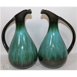 PAIR OF MATCHING BLUE MOUNTAIN POTTERY PITCHERS