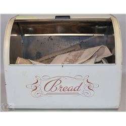 VINTAGE BREAD BOX WITH RICE SACKS, RICE BAGS AND