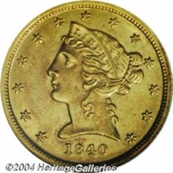 1840-D $5 Narrow Mill MS60 NGC.