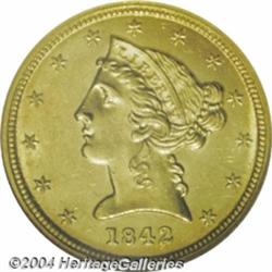 1842-D $5 Small Date MS62 NGC.