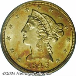 1843-D $5 Medium D MS63 PCGS.