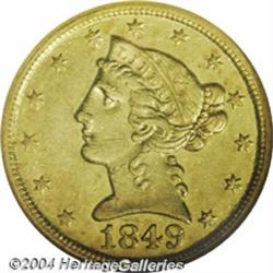 1849-D $5 AU55 NGC.