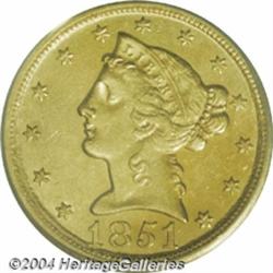 1851-D $5 AU58 PCGS.