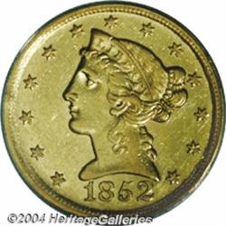 1852-D $5 AU58 PCGS.