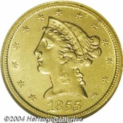 1855-D $5 MS62 NGC.