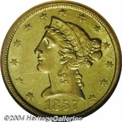 1857-D $5 MS61 NGC.