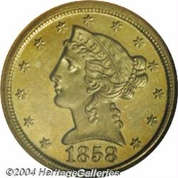 1858-D $5 MS61 NGC.