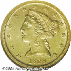 1859-D $5 Medium D MS61 NGC.