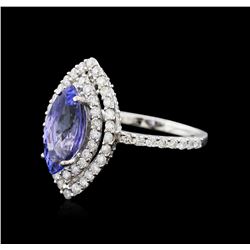 14KT White Gold 1.64 ctw Tanzanite and Diamond Ring