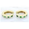 Image 5 : 0.40 ctw Diamond and Emerald Earrings - 14KT Yellow Gold