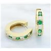Image 6 : 0.40 ctw Diamond and Emerald Earrings - 14KT Yellow Gold