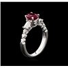 Image 4 : 1.60 ctw Ruby and Diamond Ring - 18KT White Gold