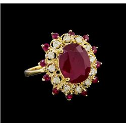 10.65 ctw Ruby and Diamond Ring - 14KT Yellow Gold