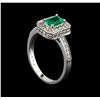 Image 4 : 0.60 ctw Emerald and Diamond Ring - 14KT White Gold