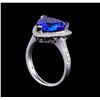 Image 4 : GIA Cert 5.54 ctw Tanzanite and Diamond Ring - Platinum