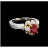 Image 1 : 1.85 ctw Padparadscha and Diamond Ring - 18KT White and Yellow Gold