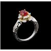 Image 4 : 1.85 ctw Padparadscha and Diamond Ring - 18KT White and Yellow Gold