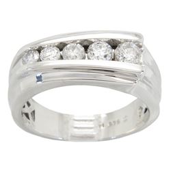 1.00 ctw Mens Diamond Ring - 14KT White Gold