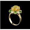 Image 4 : 2.48 ctw Opal, Tsavorite and Diamond Ring - 14KT Yellow Gold