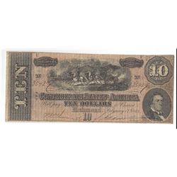 1864 $10 Confederate States of America Bank Note