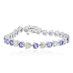 14KT White Gold 12.69 ctw Tanzanite and Diamond Bracelet