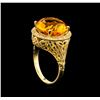 Image 4 : 14KT Yellow Gold 7.67 ctw Quartz and Diamond Ring