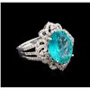 Image 1 : 5.19 ctw Apatite and Diamond Ring - 14KT White Gold