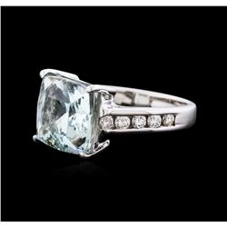 14KT White Gold 5.70 ctw Aquamarine and Diamond Ring