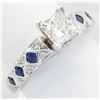 Image 2 : 1.22 ctw Diamond and Sapphire Ring - 14KT White Gold