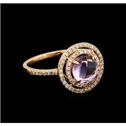 1.21 ctw Amethyst and Diamond Ring - 14KT Rose Gold