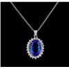 Image 1 : 7.74 ctw Tanzanite and Diamond Pendant With Chain - 14KT White Gold