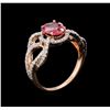Image 4 : 1.56 ctw Padparadscha and Diamond Ring - 18KT Rose Gold