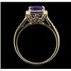 Image 3 : 14KT Yellow Gold 1.69 ctw Tanzanite and Diamond Ring