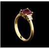 Image 4 : 1.09 ctw Pink Tourmaline and Diamond Ring - 14KT Yellow Gold