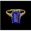 Image 2 : 4.15 ctw Tanzanite and Diamond Ring - 14KT Yellow Gold