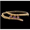 Image 1 : Pearl and Amethyst Bangle Bracelet - 14KT Yellow Gold