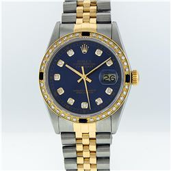 Rolex 18K Two-Tone 1.00 ctw Diamond and Sapphire DateJust Men's Watch