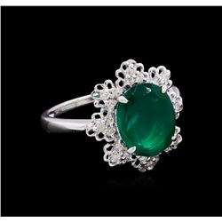 14KT White Gold 2.48 ctw Emerald and Diamond Ring