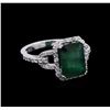 Image 1 : 3.87 ctw Emerald and Diamond Ring - 14KT White Gold