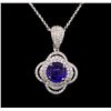 14KT White Gold 4.18 ctw Tanzanite and Diamond Pendant With Chain