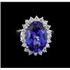 Image 2 : 7.99 ctw Tanzanite and Diamond Ring - 14KT White Gold