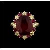 Image 2 : 11.26 ctw Ruby and Diamond Ring - 14KT Yellow Gold