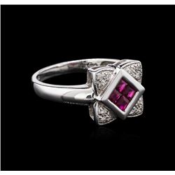 0.20 ctw Ruby and Diamond Ring - 14KT White Gold