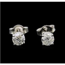 0.90 ctw Diamond Stud Earrings - 14KT White Gold