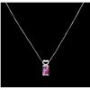 Image 2 : 1.50 ctw Sapphire and Diamond Pendant With Chain - 18KT White Gold