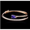 Image 1 : 14KT Rose Gold 3.18 ctw Tanzanite and Diamond Bangle Bracelet