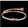 Image 2 : 14KT Rose Gold 3.18 ctw Tanzanite and Diamond Bangle Bracelet