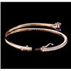 Image 3 : 14KT Rose Gold 3.18 ctw Tanzanite and Diamond Bangle Bracelet
